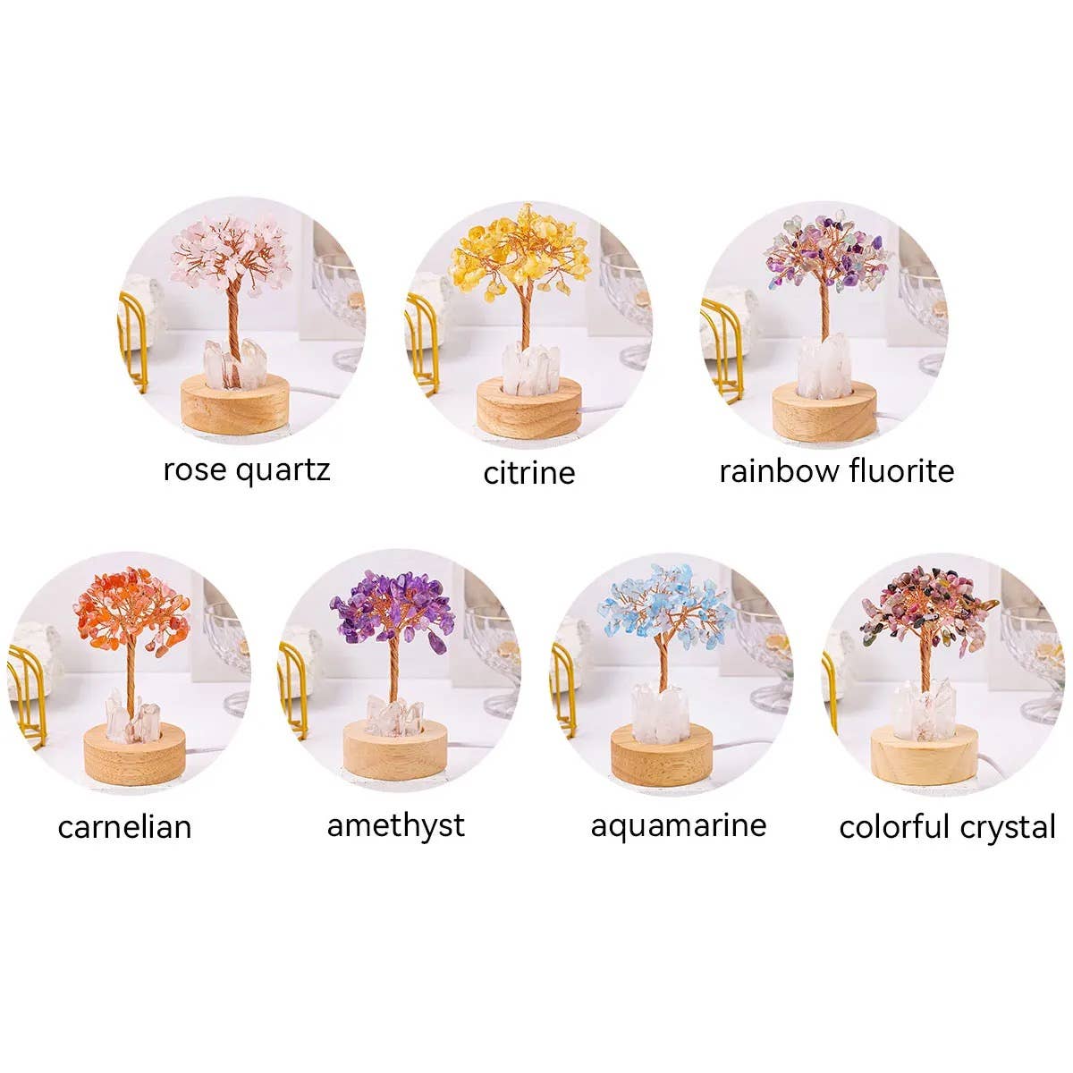 Crystal Gemstone Tree of Life Night Light Lamp